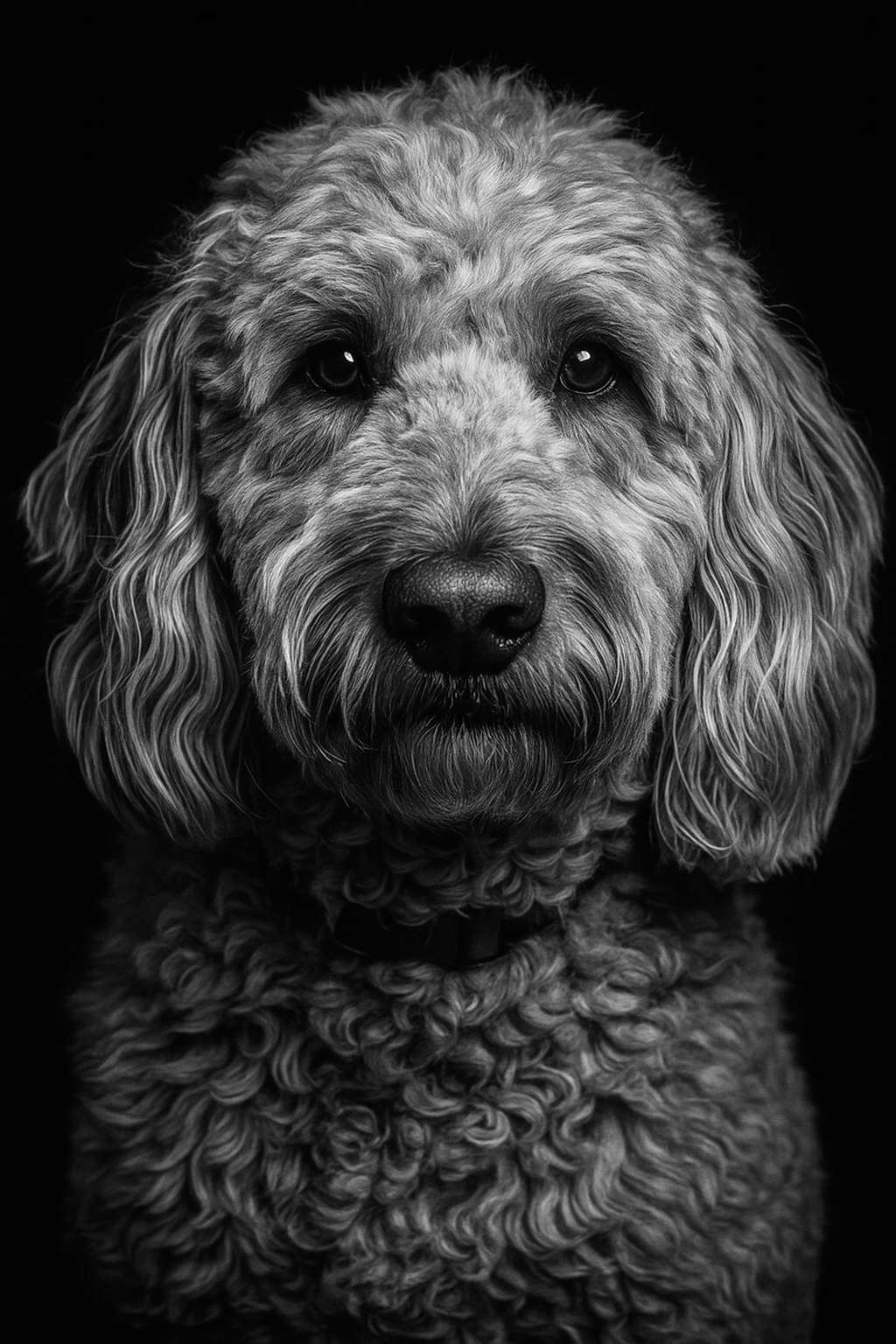 Portrait of a curly-haired dog